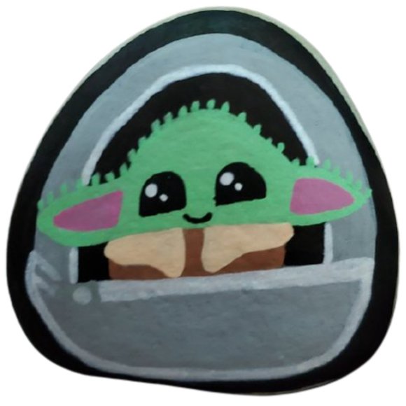 Star Wars The Child Baby Yoda Hand Painted Rock - Picture 1 of 2